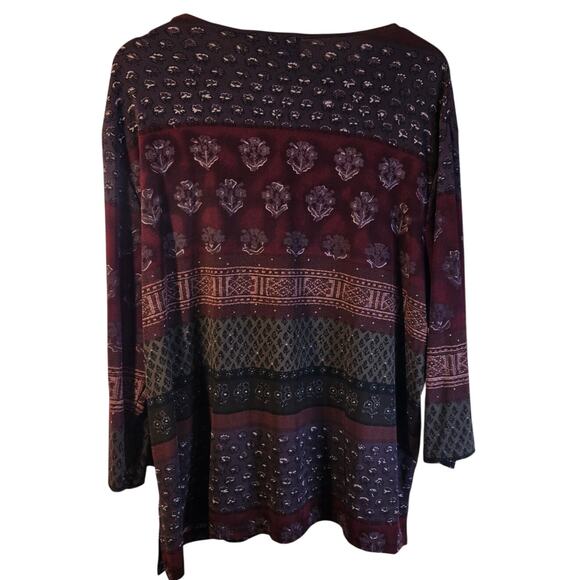 Sag Harbor Boho Print Tunic Top, Size 2X – Effortless Casual Style [0381] - Picture 2 of 7